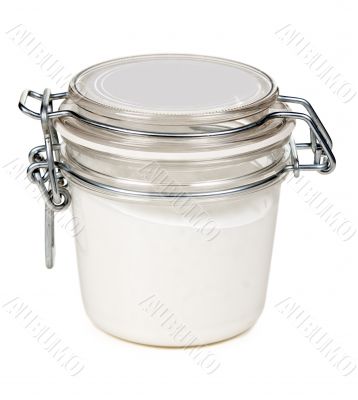 jar of cream with a steel lock