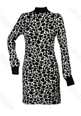 a woman`s dress with spotted pattern