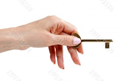 woman`s hand with a key