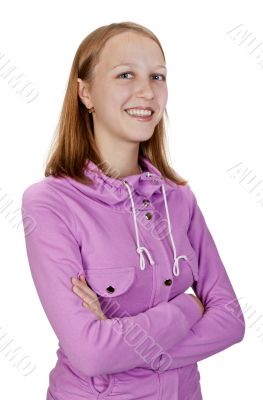 portrait of a girl in a pink dress