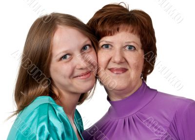 portrait of a middle-aged mother with a young daughter