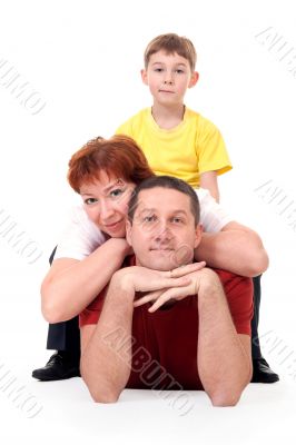 family of three on the floor