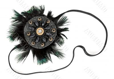 black fabric flower with crystals