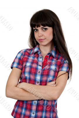 portrait of a girl in a red checked shirt 