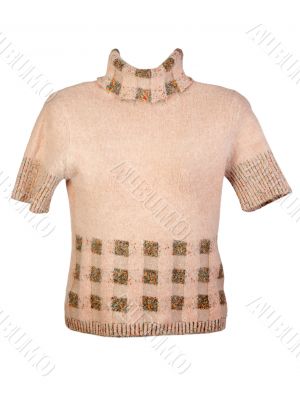 Women`s beige sweater with a pattern