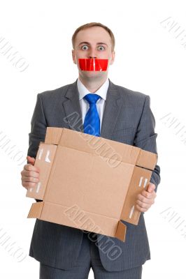 man with his mouth sealed