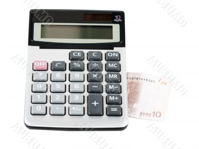 Electronic calculator, and note 10 euros