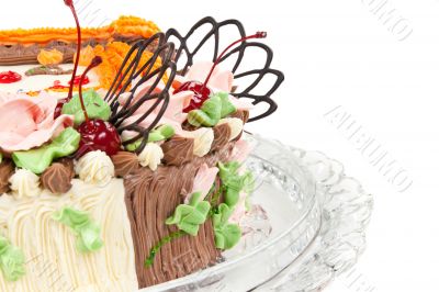 cream cake with cherries