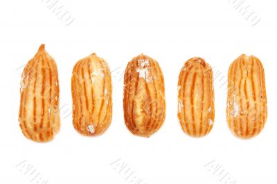 Delicious eclairs arranged unlikely