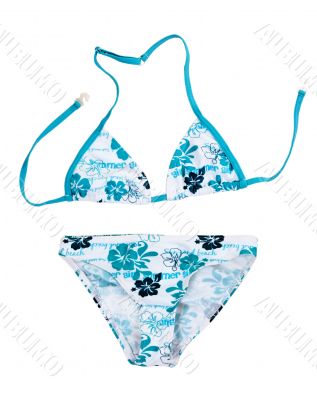 swimsuit with a blue pattern