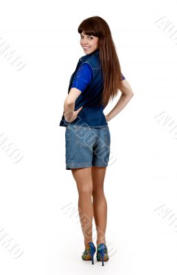 girl in denim shorts