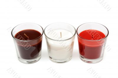 Three glass candlesticks