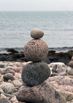 round stones on the beach