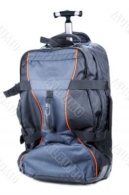 Blue valise with red insertion