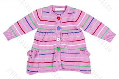 striped baby sweater with buttons in the shape of a heart