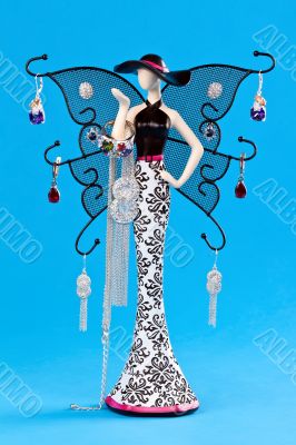 stand for jewelry, statuette, with wings