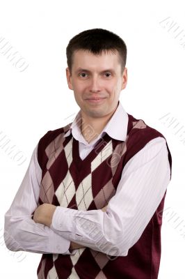 portrait of a man in a plaid vest and shirt