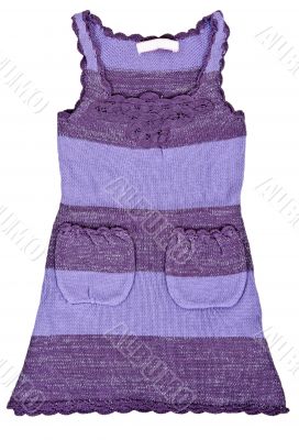 purple knitted baby dress with pockets
