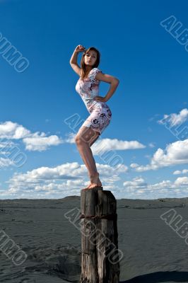 Glamour slim girl posing