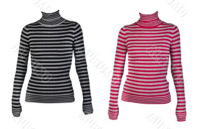 collage of the two female striped sweater