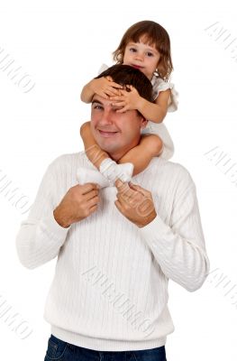 young daughter and dad in the studio