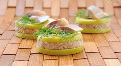 Appetizer of foie herring `forshmak`