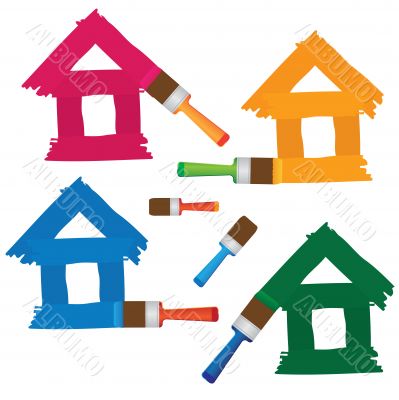 Set of coloured houses. Set of coloured houses.