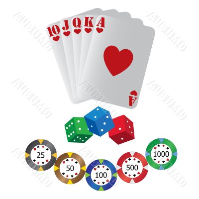 Playing cards and dice Playing cards and dice