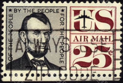 stamp image of President Abraham Lincoln