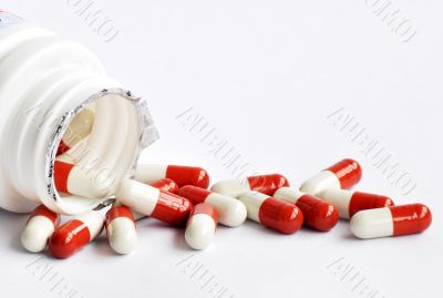 Closeup of medicine capsules