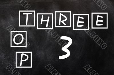 Crossword of top three on a blackboard background