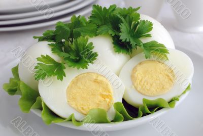 Boiled eggs with herbs in the context of