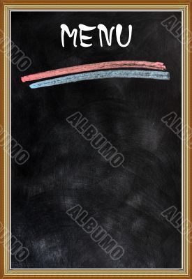 Blank menu with a wooden frame