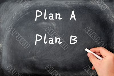 Plan A and Plan B written on a blackboard background