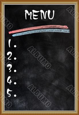 Blank menu with a wooden frame