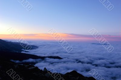 Cloudscape on the top of mountains