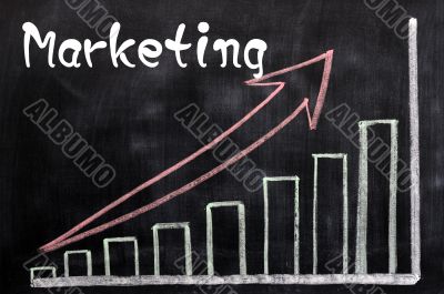 Charts of marketing written with chalk on a blackboard
