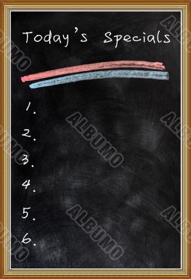 Menu of today`s specials