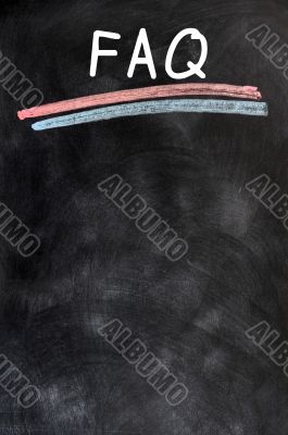 FAQ on a blackboard background