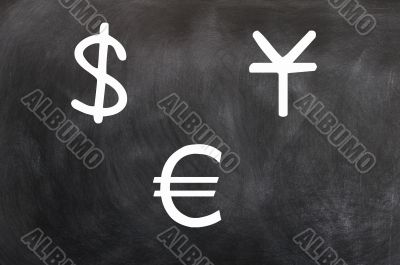 Chalk drawing of money symbols