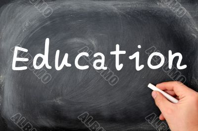 Education written on a blackboard background