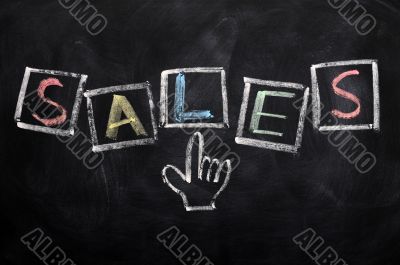 Sales written with chalk