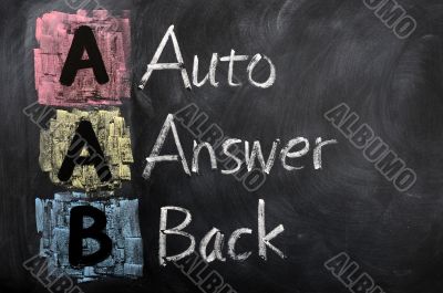 Acronym of AAB for auto answer back 