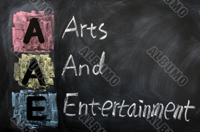 Acronym of AAE for Arts and Entertainment Acronym of AAE for Arts and Entertainment