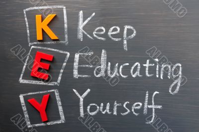 Acronym of KEY on a blackboard
