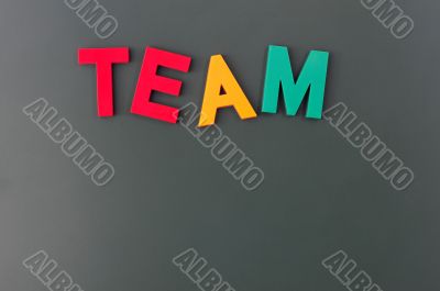 Team on a blackboard