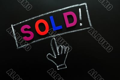 Sold button with a cursor hand