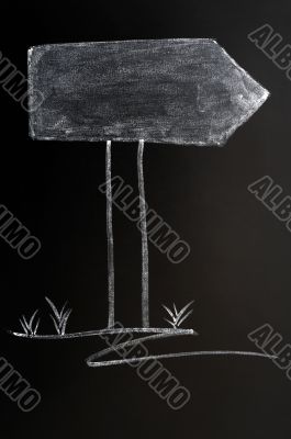 Signpost drawn in chalk on a blackboard