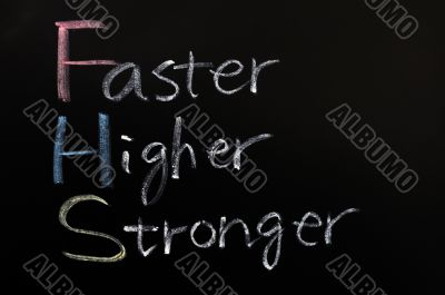 faster, higher, stronger on a blackboard