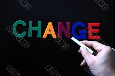 Change concept on a blackboard